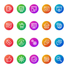 Gradient color icons for seo & development.