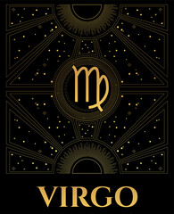 Vector black and gold abstraction of virgo symbol