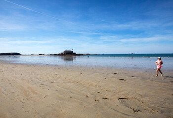 View of the Fort National and beach n Saint Malo  Brittany, France