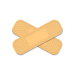 Sticking plasters cross. Medical patch isolated on white background. Stock vector illustration.