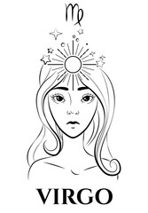 vector black and white virgo zodiac zign