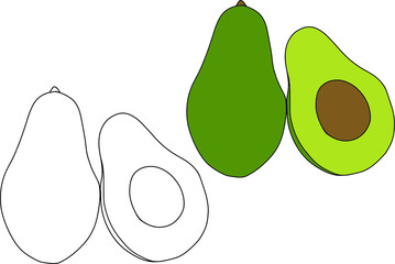 Vector illustration with avocado. Icon. Healthy, organic food. Isolated symbol