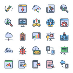 Filled outline icons for SEO & Web.