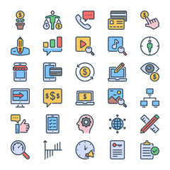 Filled outline icons for SEO & Web.