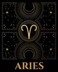 black and gold illustration of aries sign