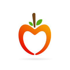 letter m logo forming fruit symbol