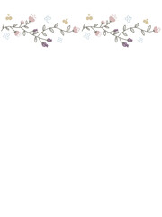 シックなピンクと紫のお花と実のフレーム