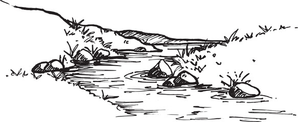 river. Nature Forest Hand drawn Elements