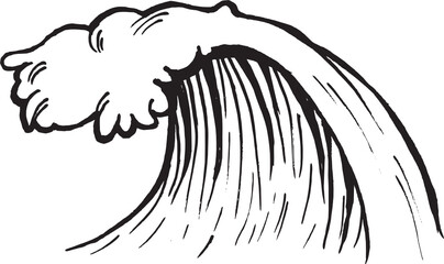 wave Hand drawn illustration. Nature Forest Hand drawn Elements 