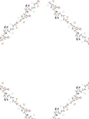 シックなピンクと紫のお花と実のフレーム