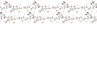 シックなピンクと紫のお花と実のフレーム