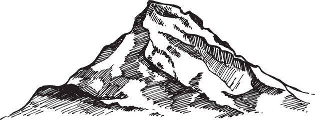 mountain Hand drawn illustration. Nature Forest Hand drawn Elements 