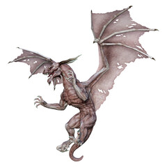 3D Rendering Fairy Tale Dragon on White