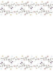 シックなピンクと紫のお花と実のフレーム