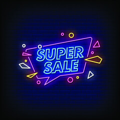 Super Sale Neon Signs Style Text Vector