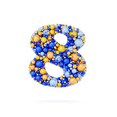 8 eight number digit with colored shiny balls