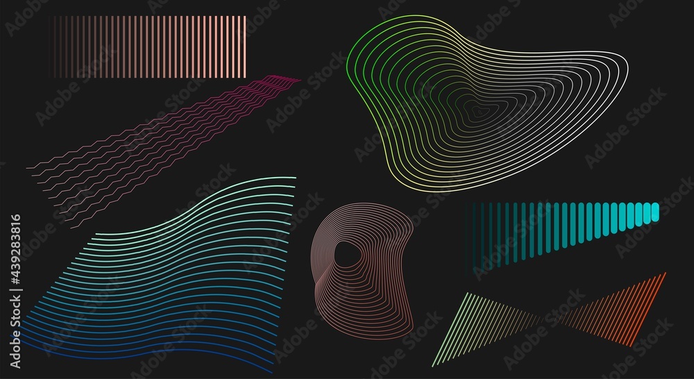 Aufkleber blend of lines. zigzag wave. set of geometric linear elements.abstract template for design. collecti