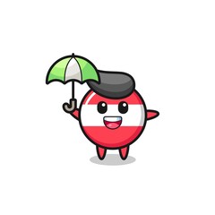 cute austria flag badge illustration holding an umbrella