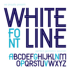 Fototapeta premium Set of vector upper case English alphabet letters created with white stripes, for use in logo design for news and broadcasting company