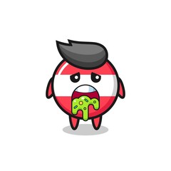 the cute austria flag badge character with puke