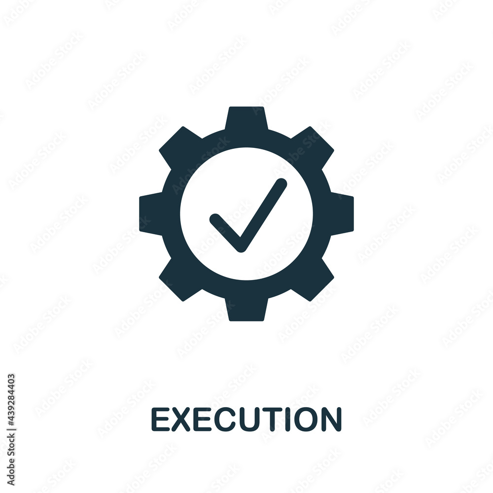 Poster execution icon. simple creative element. filled monochrome execution icon for templates, infographic