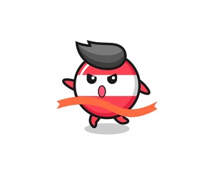 cute austria flag badge illustration is reaching the finish
