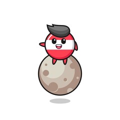 illustration of austria flag badge cartoon sitting on the moon