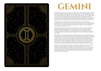 black and gold illustration of gemini sign