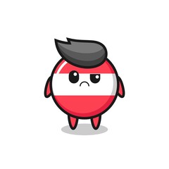 the mascot of the austria flag badge with sceptical face