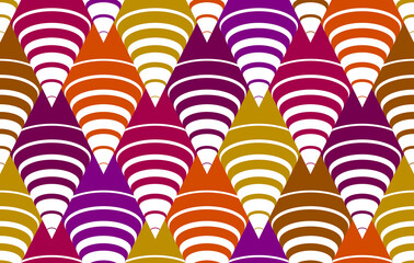 Obraz premium Cones op art seamless vector background, repeat tiling optical illusion pattern, textile or wrapping paper, website backdrop or wallpaper.