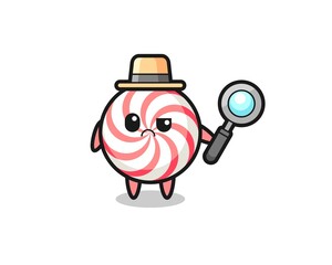 the mascot of cute candy as a detective