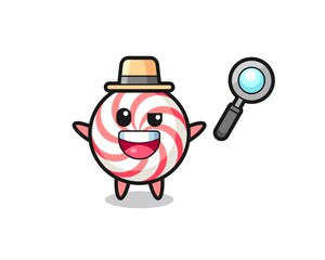 Obraz premium illustration of the candy mascot as a detective who manages to solve a case