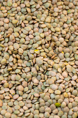 Green lentils. Close-up green lentil grains. Green lentils as background texture