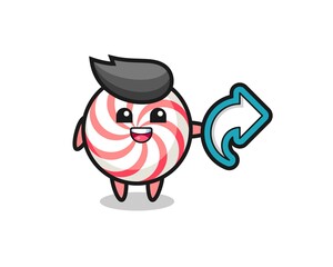 cute candy hold social media share symbol