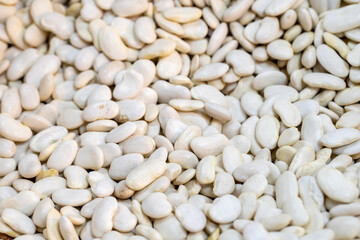 Haricot bean. Close-up dried bean kernels grains. Dried Beans as background texture