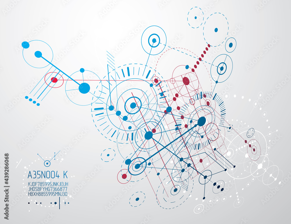 Poster mechanical engineering technology vector abstract background, cybernetic abstraction with innovative