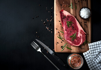 raw ribeye beef steak