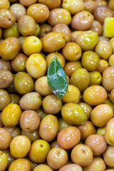 Green olive. Close up. Green olives as background texture