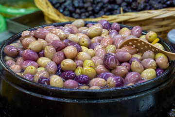 Purple olives. Close up. Purple olives as background texture