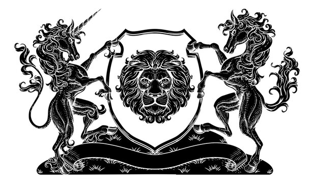 Coat of Arms Horse Unicorn Crest Lion Shield Seal