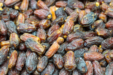 Date. close up. Medina palm as background texture