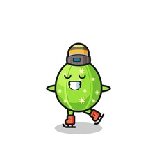cactus cartoon as an ice skating player doing perform