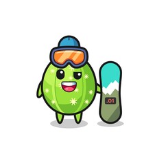 Illustration of cactus character with snowboarding style