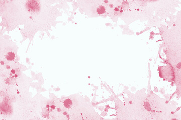 Abstract frame watercolor paint pink brush ink, splash stroke stain drop.