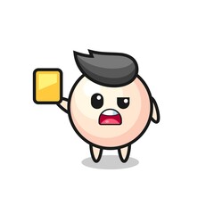 Obraz premium cartoon pearl character as a football referee giving a yellow card