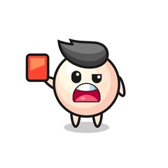 pearl cute mascot as referee giving a red card