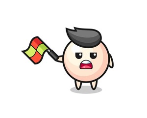 pearl cartoon as the line judge hold the flag up at a 45 degree angle