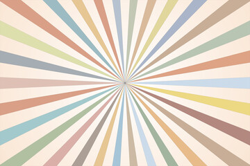 Groovy style colorful background pattern vector design. Colorful sun rays pattern vector graphic to use for hipster poster, retro background, old style invitation card design projects.