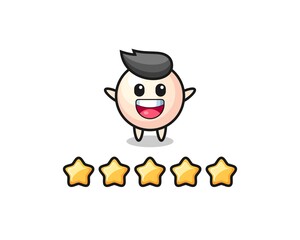the illustration of customer best rating, pearl cute character with 5 stars