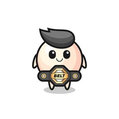 the MMA fighter pearl mascot with a belt